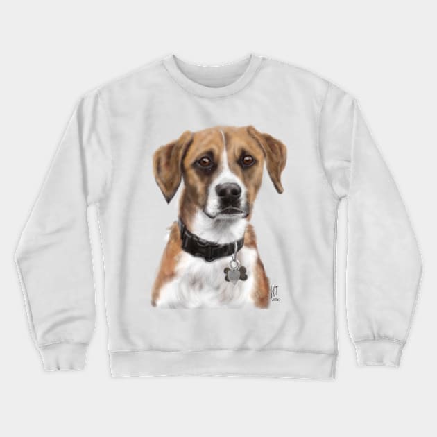 Pensive Beagle Mix Pooch Crewneck Sweatshirt by LITDigitalArt